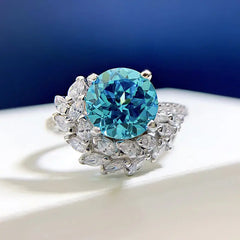 S925 Silver Round Rhinestone Engagement Ring