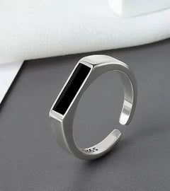 Sterling Silver Black Ring with Cool Wind Design