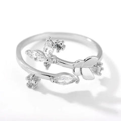Fresh Flower Adjustable Zircon Ring for Women